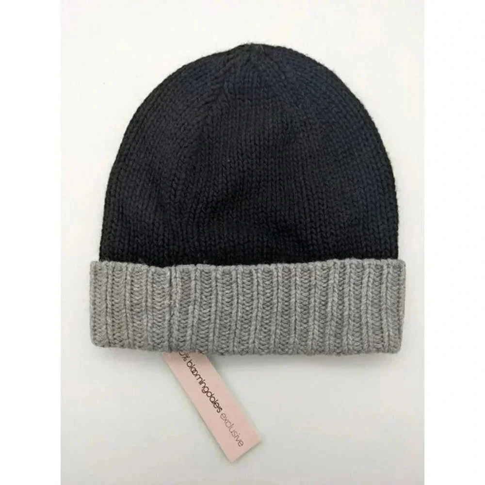 AQUA Women's Black & Gray Beanie - 100% Bloomingdale's Exclusive NWT